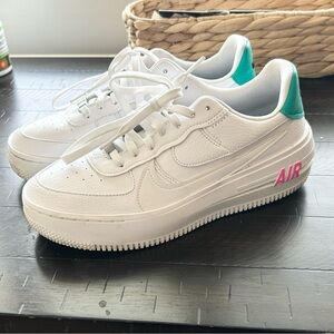 Nike Air Force 1 Women's Sneakers White/Pink and Teal Accents! Great Condition!